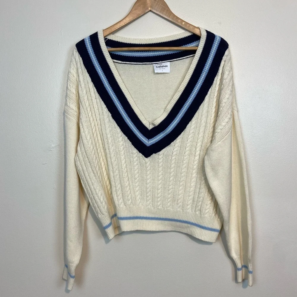 Anthropologie X Callahan Dee Vee Preppy Cable Knit Sweater